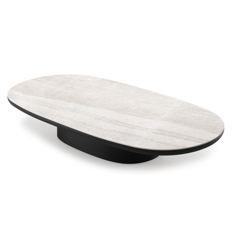 Amico loungetafel bombo in zwart aluminium en volkeramiek Taj Mahal - L 171 x B 89 x H 24 cm