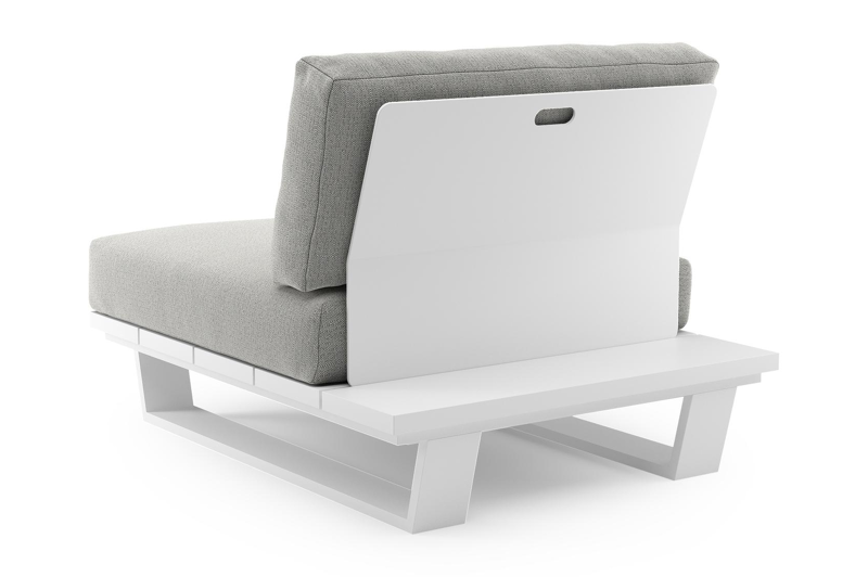 Pagino loungestoel 1-zit in wit aluminium met savane nimbus all weather sunbrella® luxe kussen