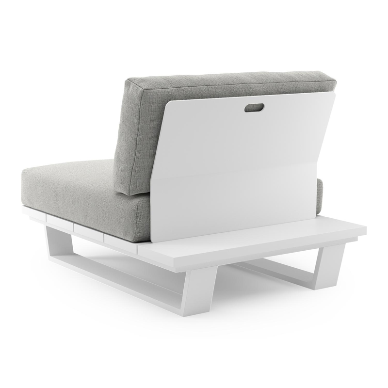 Pagino loungestoel 1-zit in wit aluminium met savane nimbus all weather sunbrella® luxe kussen