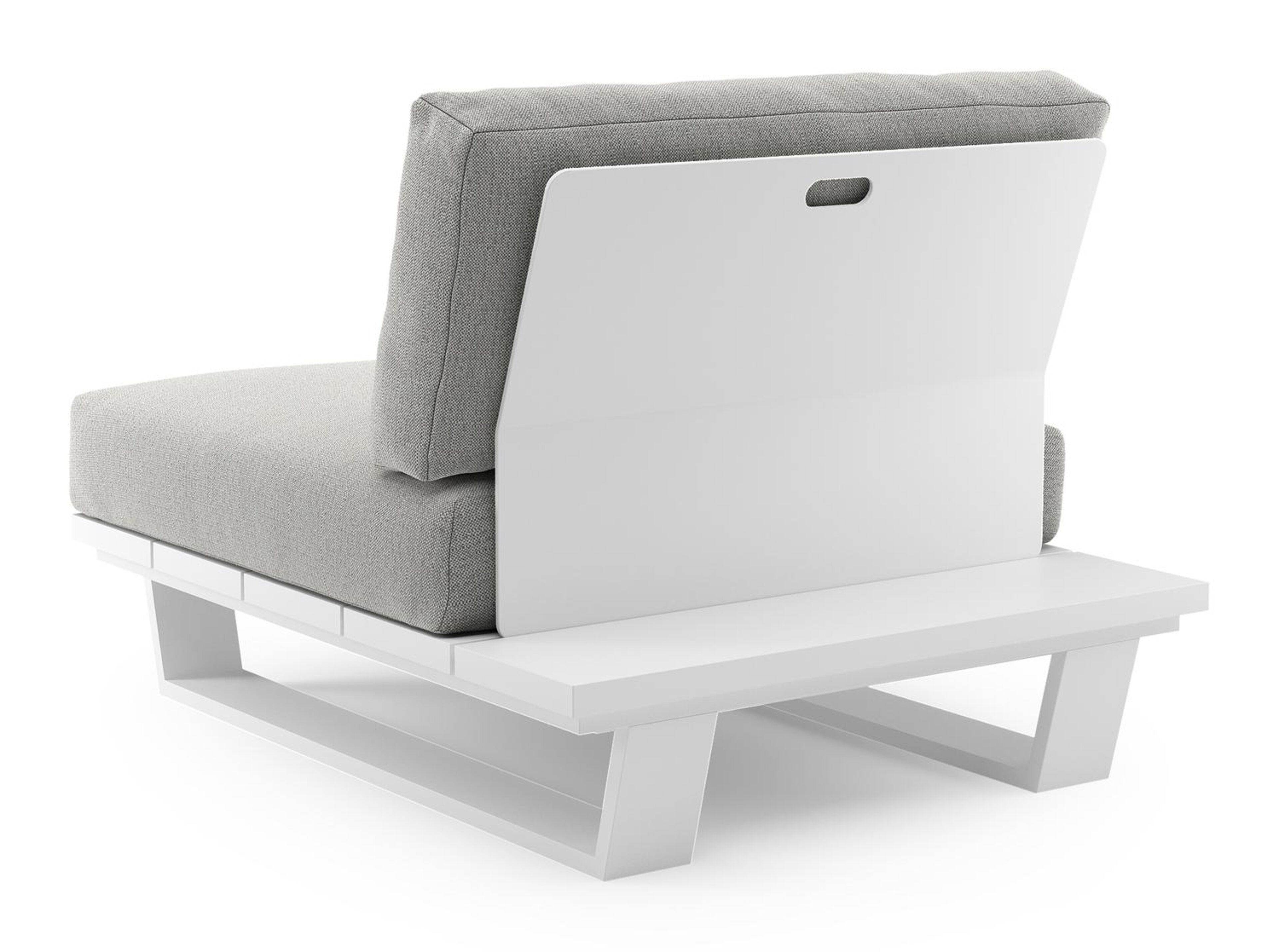 Pagino loungestoel 1-zit in wit aluminium met savane nimbus all weather sunbrella® luxe kussen