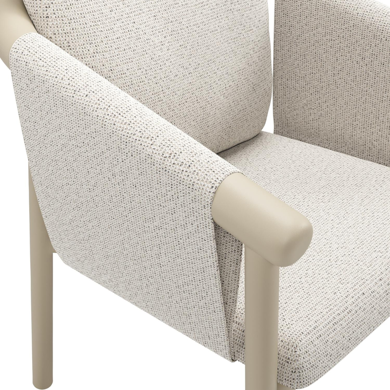 Amico stapelbare tuinstoel in beige aluminium met stoelkussen in All Weather Solica Firenze Natural