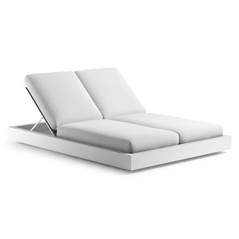 Como verstelbaar dubbel ligbed in wit aluminium met ego birch all weather Solica kussen