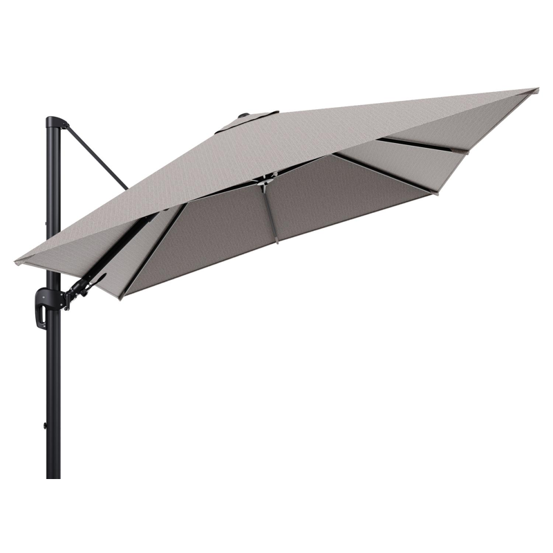 Rufina zweefparasol tiltfunctie in zwart aluminium en parasoldoek in All Weather Sunbrella® Luxe Wander Granite  - L1 300 x L2 300 cm (zonder voet) (zonder voet)