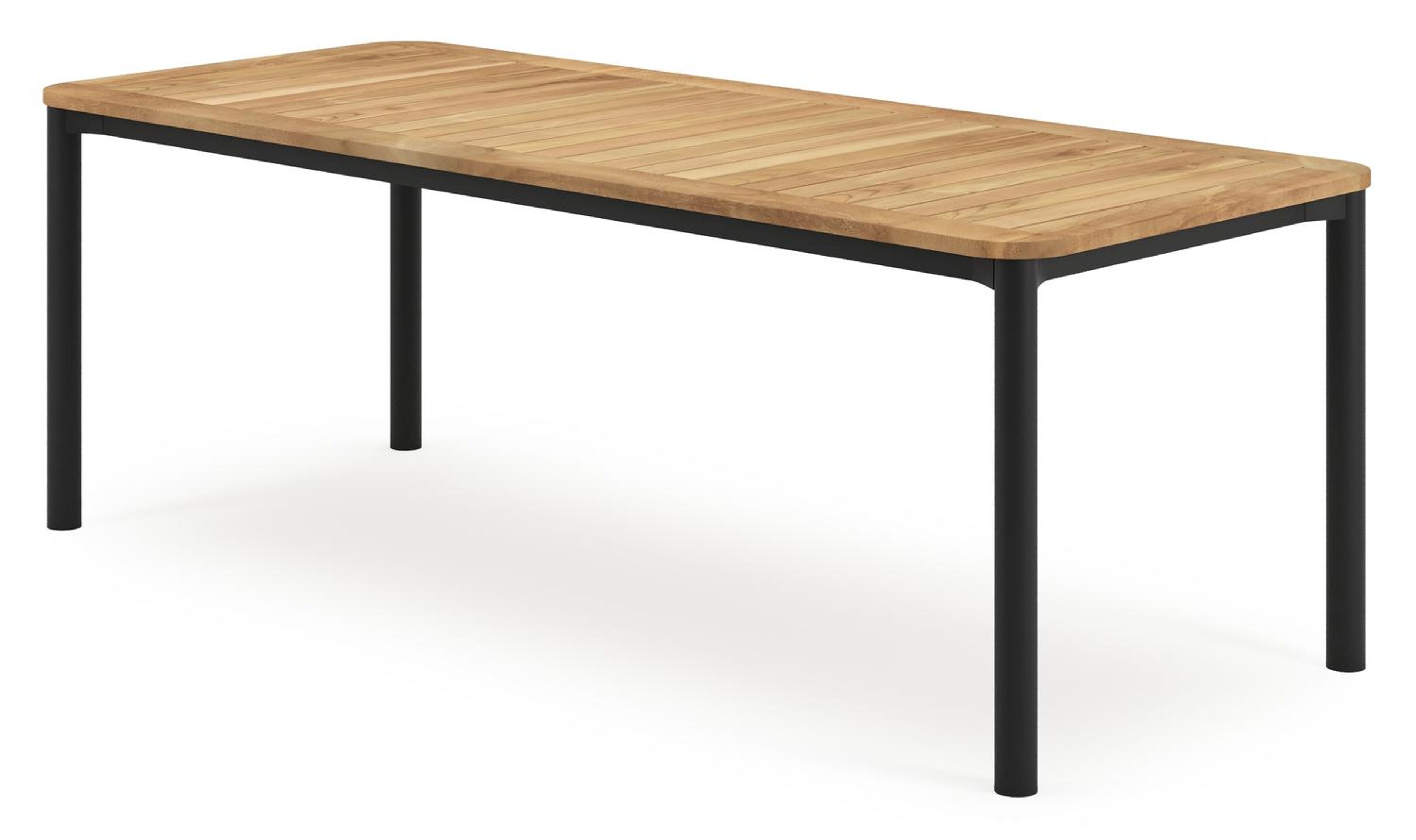 Mira ensemble de jardin rectangulaire arrondi en aluminium noir en teck natural finish avec 6 chaises de jardin Amalfi