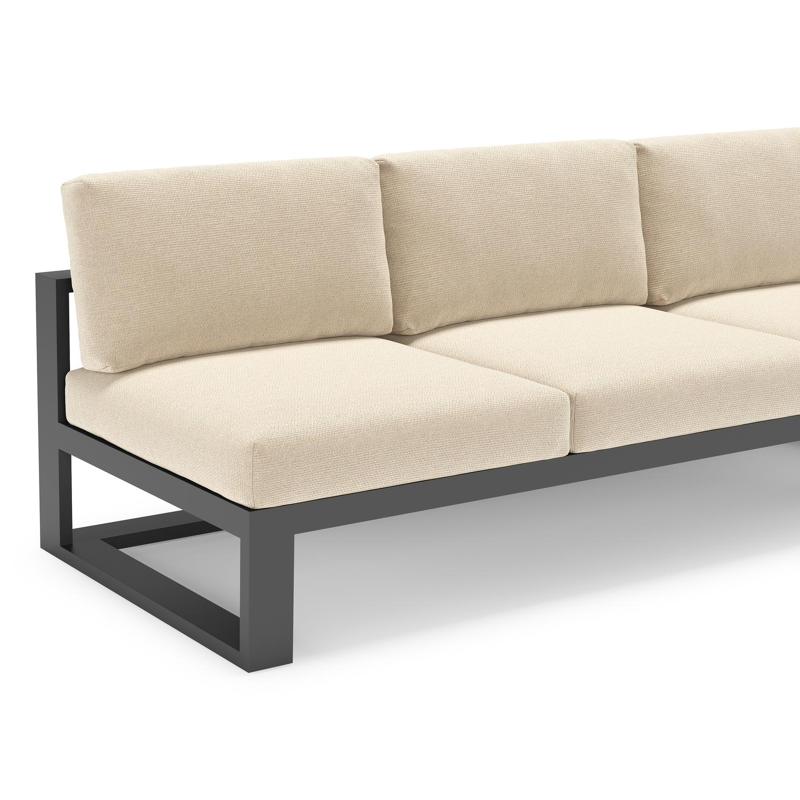 Verato loungehoek in zwart aluminium met althea chalk all weather cosytica kussen