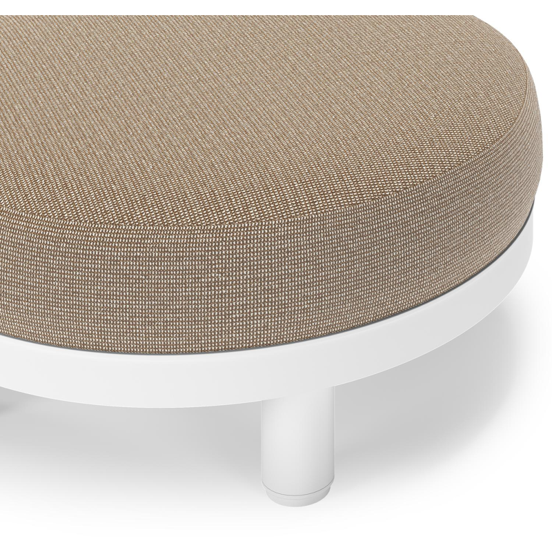 Salon de jardin pouf Donato en aluminium blanc et coussins en all Weather Solica Firenze Earth