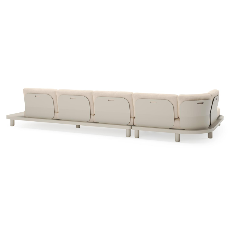 Donato loungehoek in beige aluminium met heritage papyrus all weather sunbrella® luxe kussen