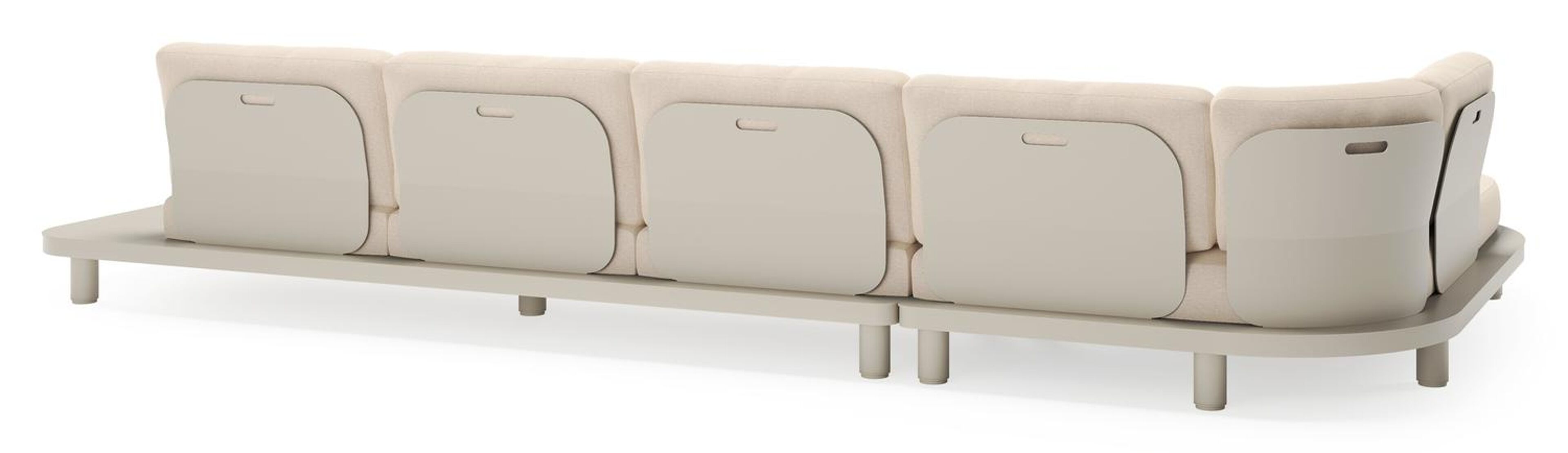 Donato loungehoek in beige aluminium met heritage papyrus all weather sunbrella® luxe kussen