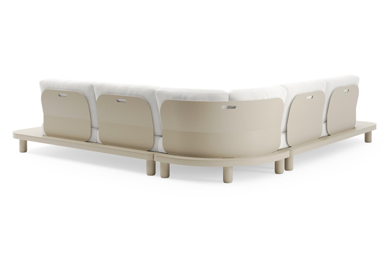 Donato loungehoek in beige aluminium met soul optik all weather solica kussen