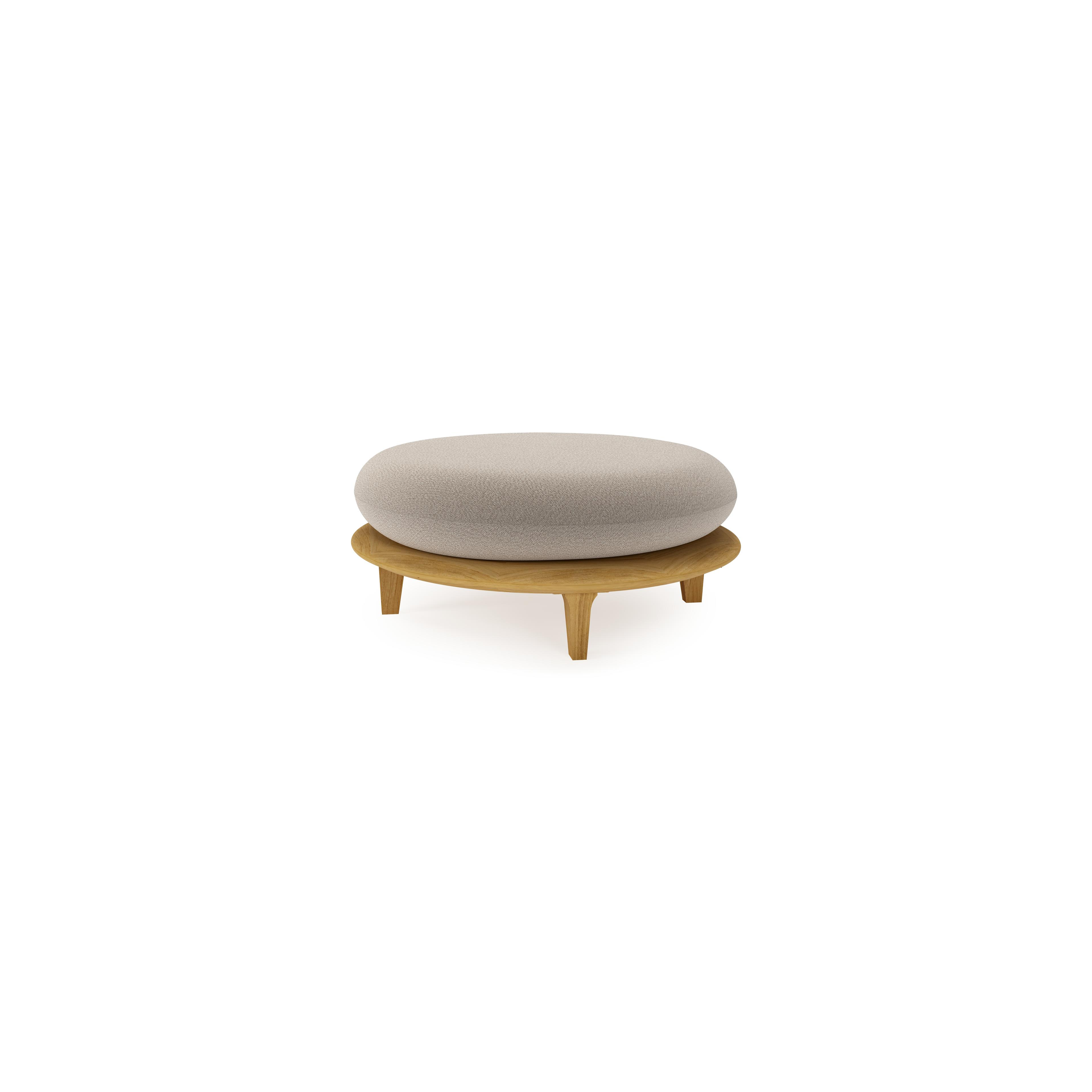 Bomero poef in teak met savane coconut all weather sunbrella® luxe kussen