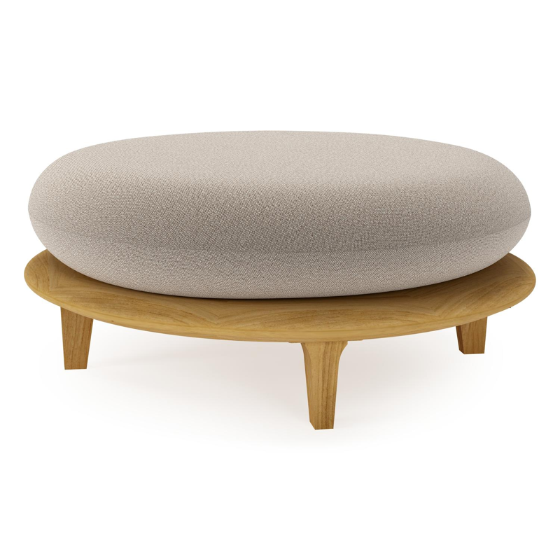 Bomero poef in teak met savane coconut all weather sunbrella® luxe kussen