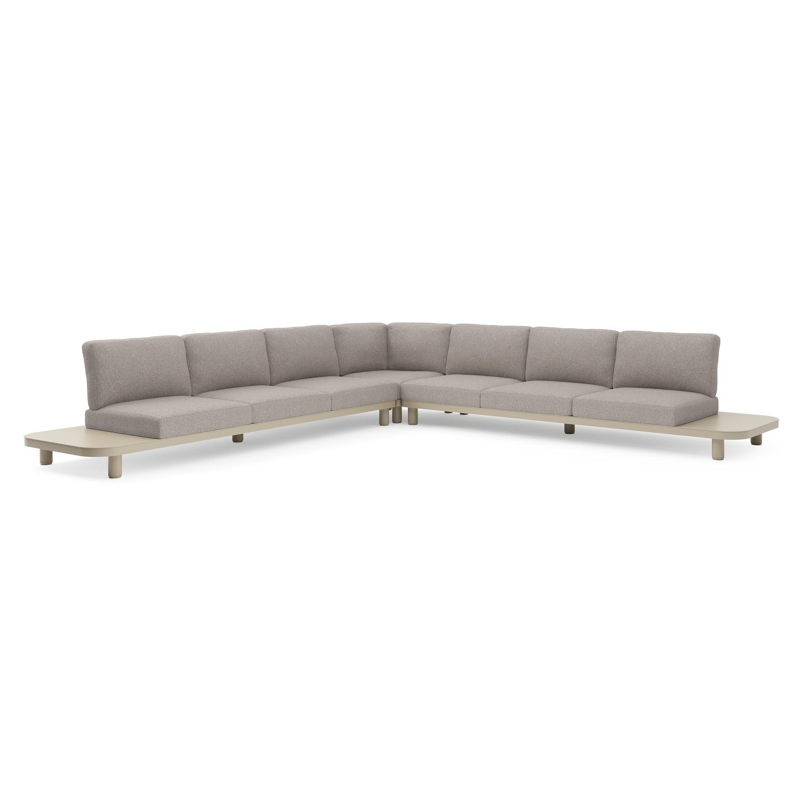 Donato loungehoek in beige aluminium met tundra charcoal all weather sunbrella® luxe kussen