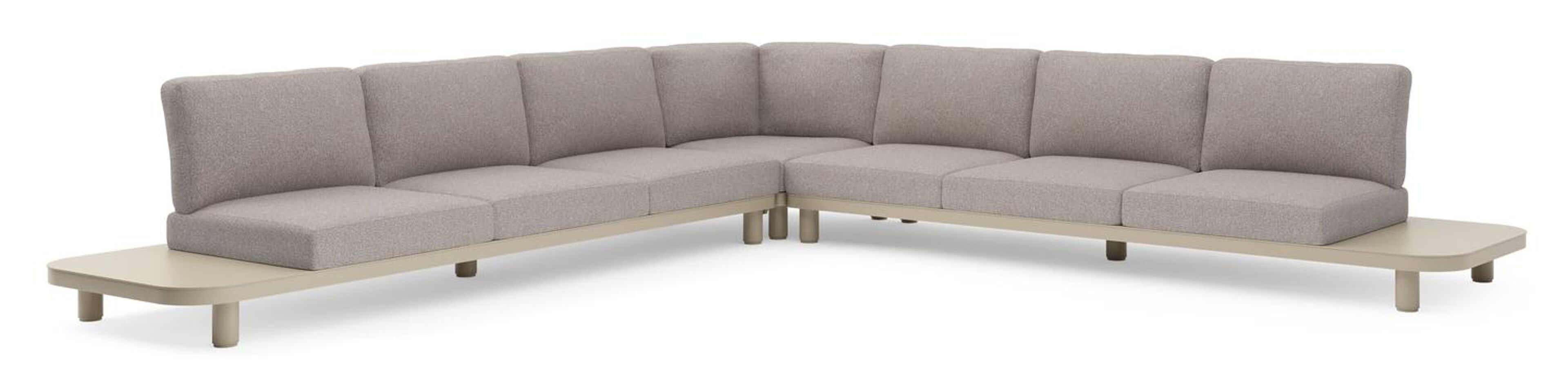 Donato loungehoek in beige aluminium met tundra charcoal all weather sunbrella® luxe kussen