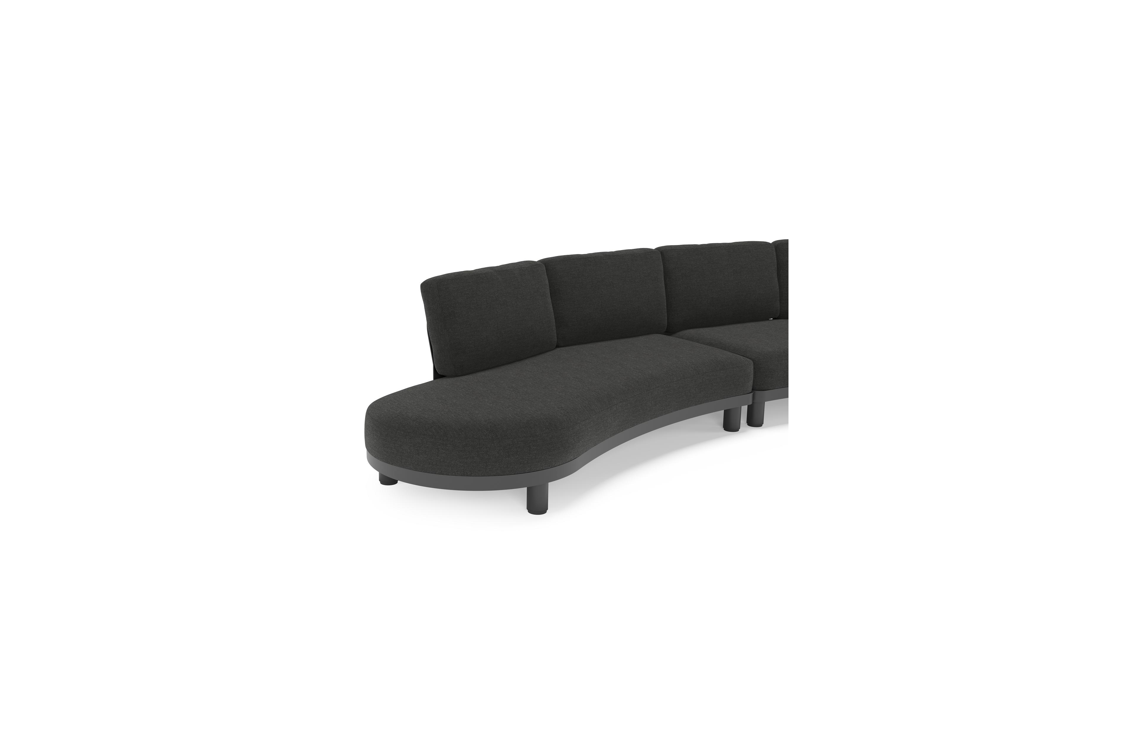 Donato loungehoek in zwart aluminium met all weather sunbrella® luxe Chartres Sooty kussen