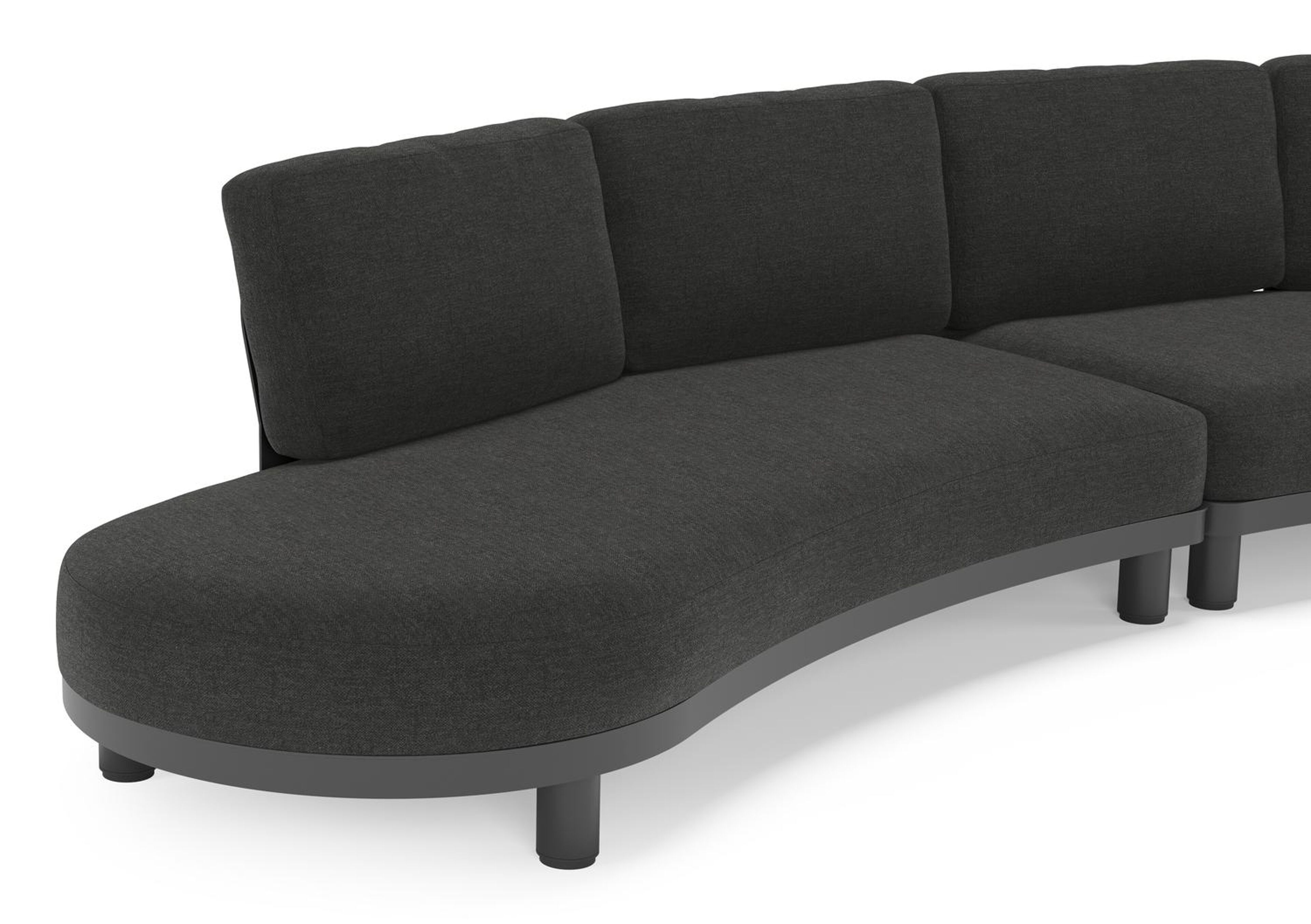 Salon de jardin d'angle Donato en aluminium noir et coussins en all weather sunbrella® luxe Chartres Sooty