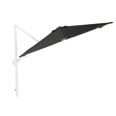 Parasol pendant Avola avec fonction tilt en aluminium blanc avec toile de parasol en all weather sunbrella® premium gris - Larg1 200 x Larg2 300 cm (sans pied de parasol)