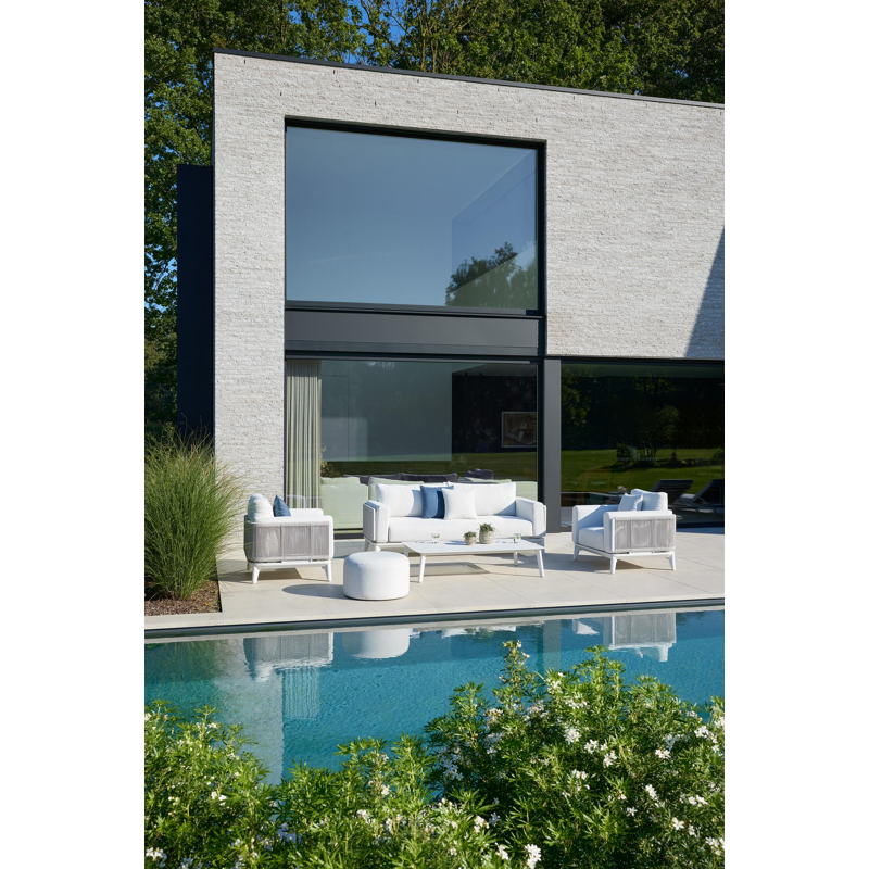 Mosa loungeset in wit aluminium en wit-grijs gedraaide ronde wicker met sand weather+ softtouch kussens