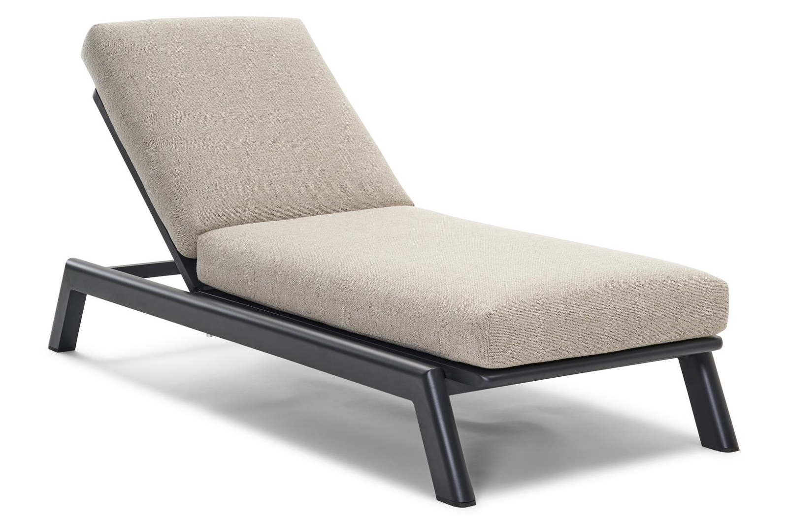 Cirello verstelbaar ligbed met pompsysteem in zwart aluminium met marbella beige all weather cosytica kussen