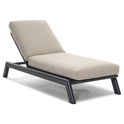 Cirello verstelbaar ligbed met pompsysteem in zwart aluminium met marbella beige all weather cosytica kussen