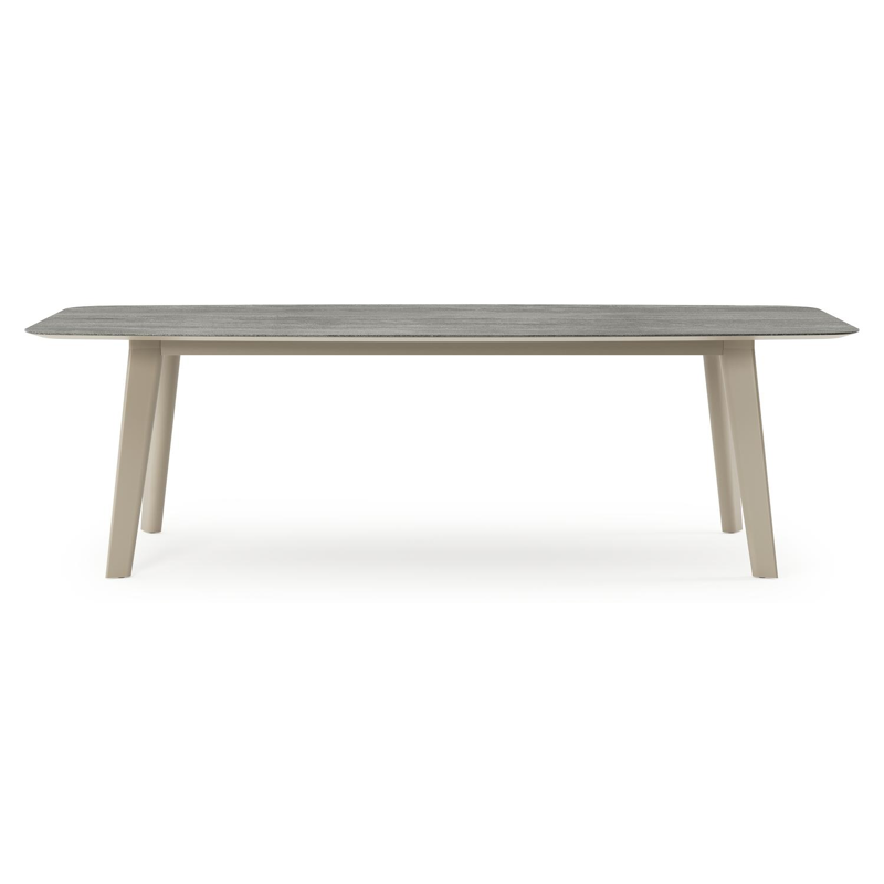 Lacrima tuintafel bootvorm in beige aluminium en volkeramiek Aspen Grey - L 255 x B 115 x H 74 cm