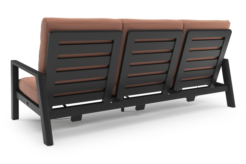 Cirello loungebank in zwart aluminium met lopi fawn all weather sunbrella® luxe kussen