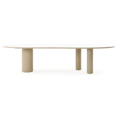 Amico tuintafel organisch in beige aluminium en volkeramiek Arctic White - L 320 x B 120 x H 73.5 cm