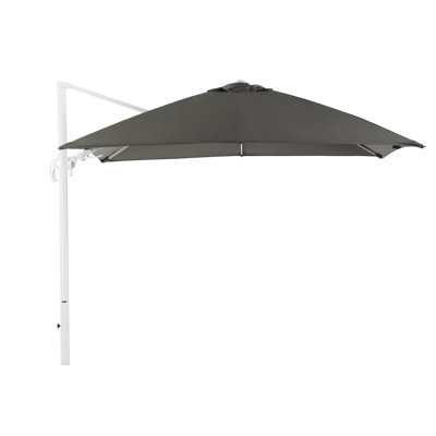 Parasol pendant Avola avec fonction tilt en aluminium blanc avec toile de parasol en all weather sunbrella® premium gris - Larg1 300 x Larg2 300 cm (sans pied de parasol)