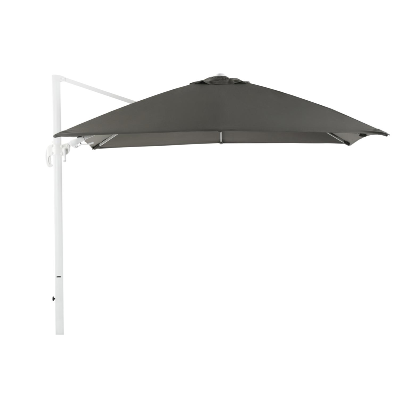 Avola zweefparasol met tiltfunctie in wit aluminium met grijs sunbrella® premium parasoldoek - L1 300 x L2 300 cm (zonder voet)