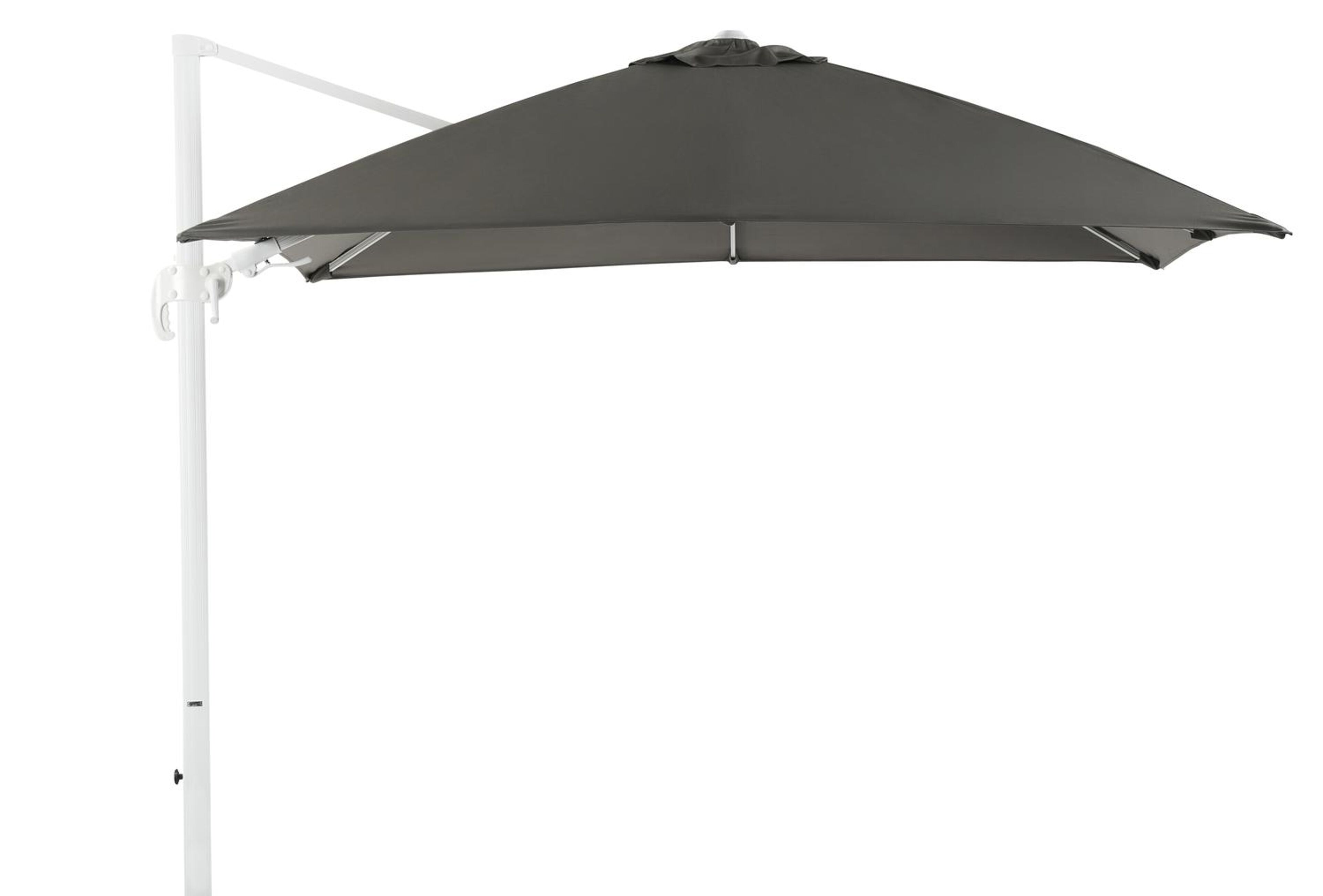 Parasol pendant Avola avec fonction tilt en aluminium blanc avec toile de parasol en all weather sunbrella® premium gris - Larg1 300 x Larg2 300 cm (sans pied de parasol)