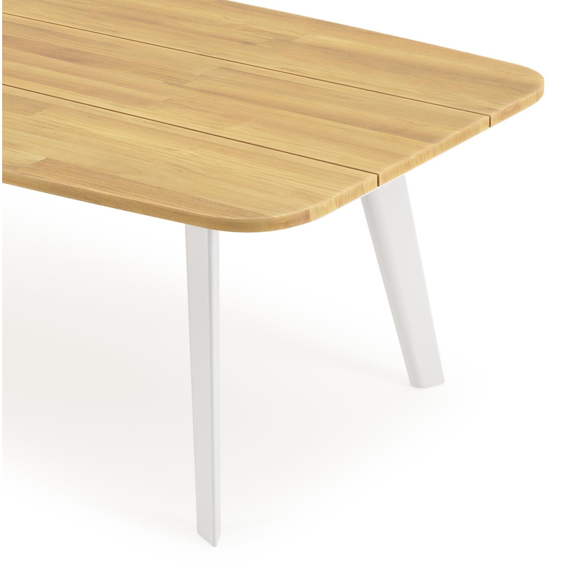 Lacrima tuintafel bootvorm in wit aluminium en teak - L 255 x B 115 x H 73 cm