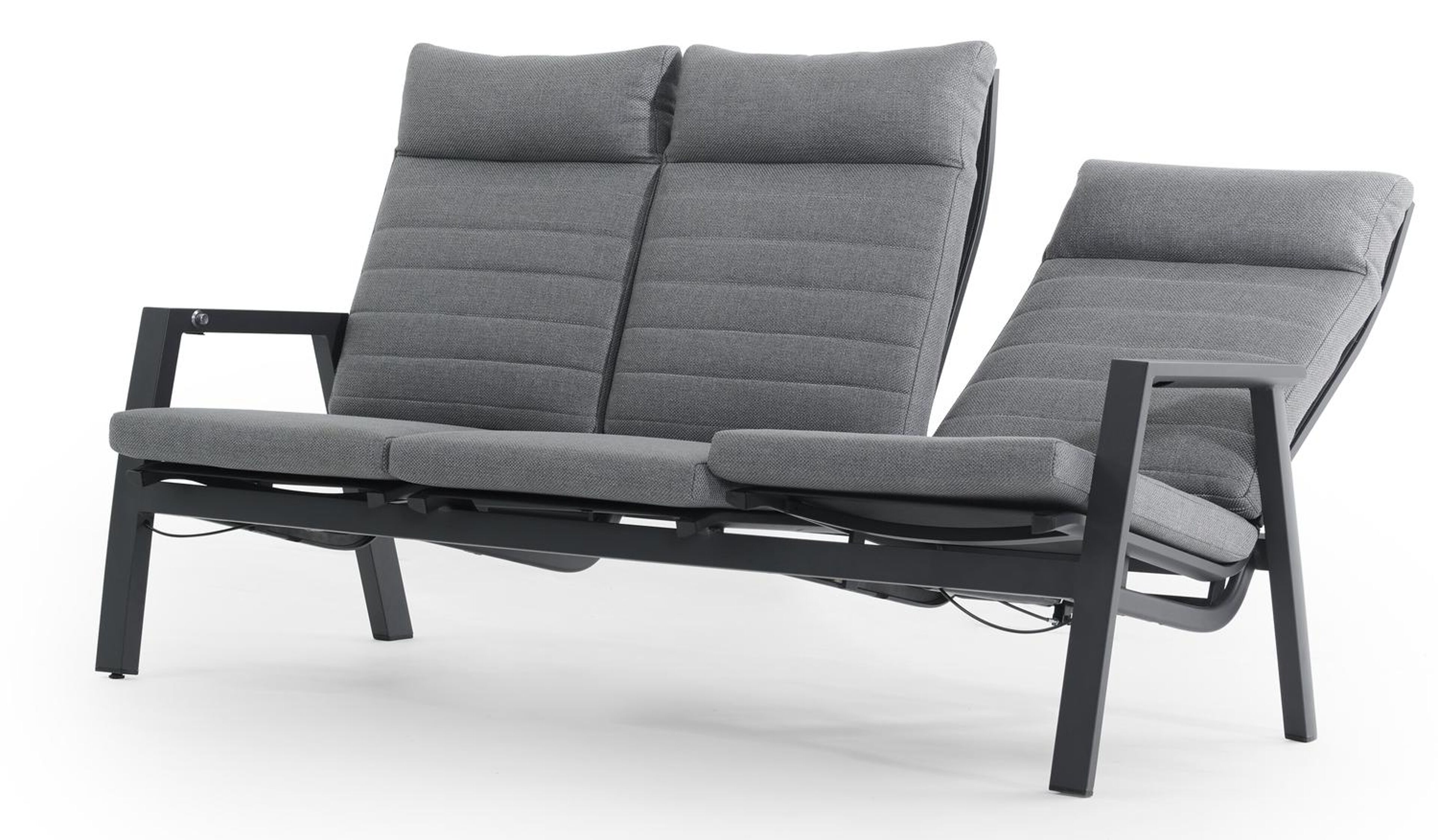 Prato loungezetel 3-zit in zwart aluminium met grijs weather+ softtouch kussen