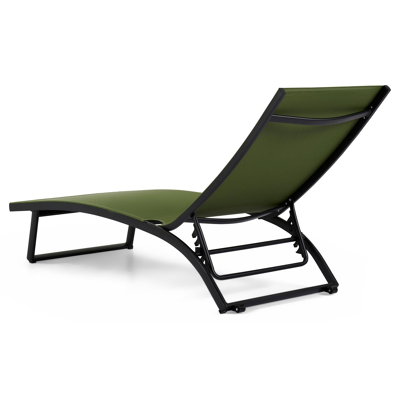 Ensemble de 2 chaises longues réglables Calvia en aluminium noir avec textilène vert