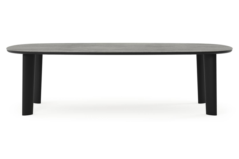 Table de jardin Amico bombo en aluminium noir et céramique pleine Aspen Grey - Lg. 270 x Lrg. 125 x Haut. 73.5 cm