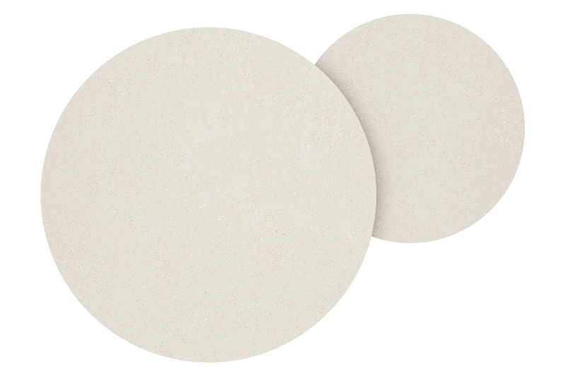 Enna set van 2 loungetafels in zwart aluminium en Beige volkeramiek - Dia. 100/70 x H 37/30 cm