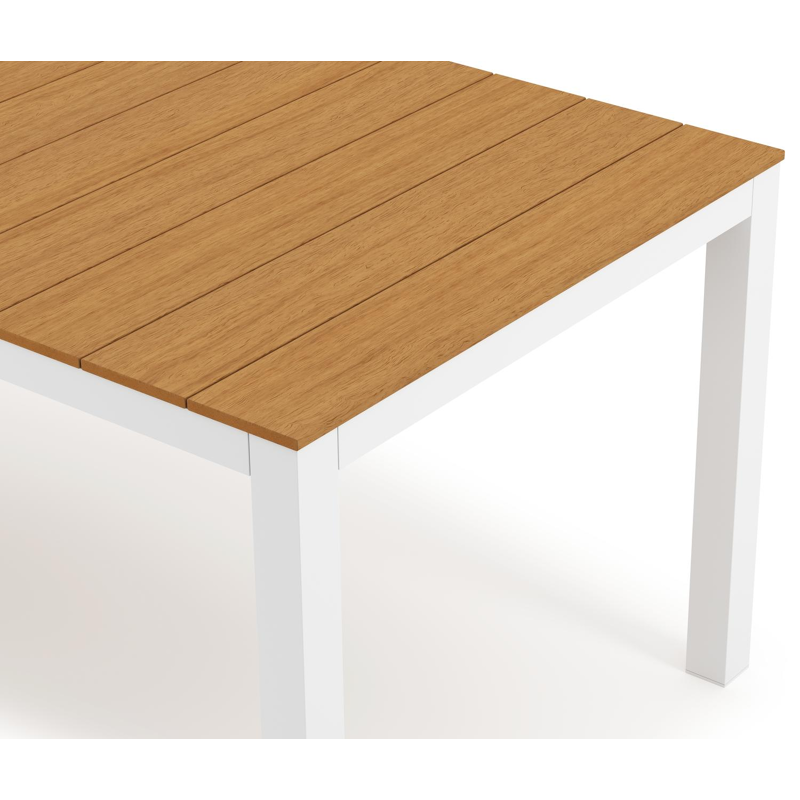 Table de jardin Toma en aluminium blanc et polywood - Lg 200 x Larg. 90 x H 72 cm