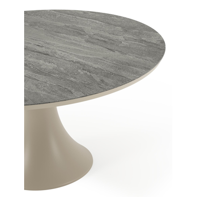 Fano tuintafel rond in beige aluminium en volkeramiek Aspen Grey - Dia. 148 x H 75 cm