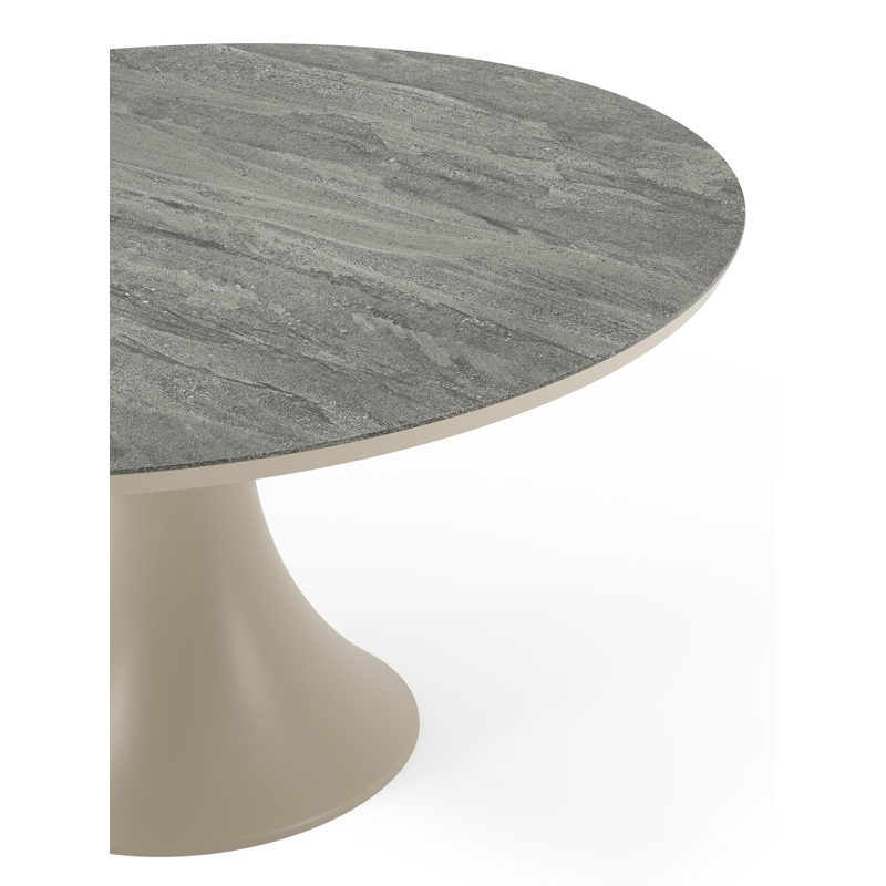 Fano tuintafel rond in beige aluminium en volkeramiek Aspen Grey - Dia. 148 x H 75 cm