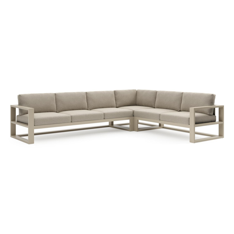 Verato loungehoek in beige aluminium met catania beige all weather cosytica kussen