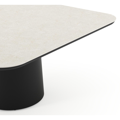 Amico tuintafel afgerond vierkant in zwart aluminium en volkeramiek Shilin - L 148 x B 148 x H 73.5 cm