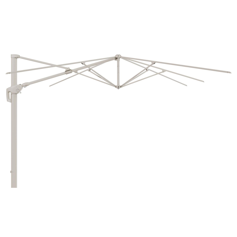 Parasol pendant Minore avec fonction tilt en aluminium beige et toile de parasol All Weather Sunbrella® Luxe Lopi Marble - Lg.1: 350 x Lg.2: 350 cm (sans pied de parasol