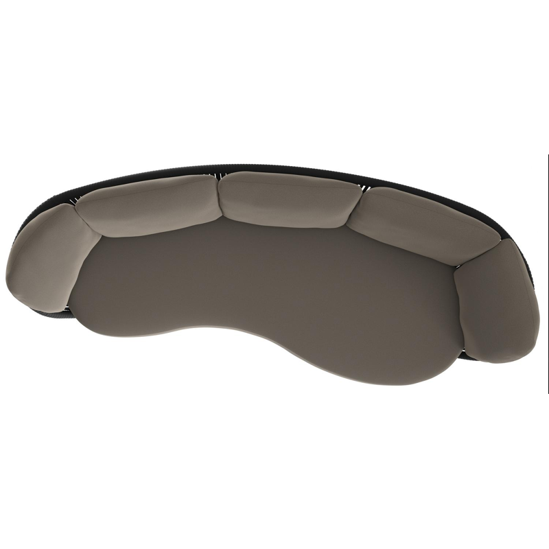 Canapé de jardin Lupino en aluminium noir et corde large plate de luxe tissée verticalement noir et coussins en all weather sunbrella® luxe natte carbon beige