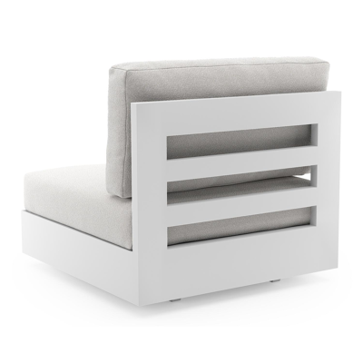 Como loungestoel in wit aluminium met soul optik all weather solica kussen