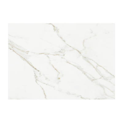 Table d'appoint pop-up Cirello rectangulaire en aluminium beige et céramique pleine Calacatta - Lg. 69.5 x Lrg. 50 x Haut. 66 cm