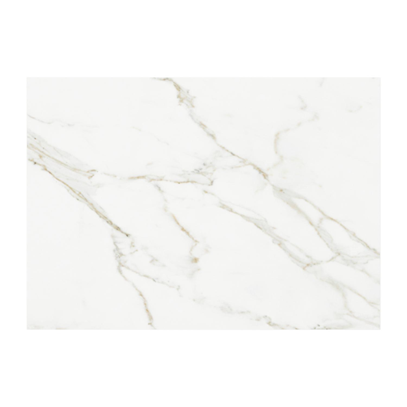 Cirello pop-up bijzettafel rechthoekig in beige aluminium en volkeramiek Calacatta - L 69.5 x B 50 x H 66 cm