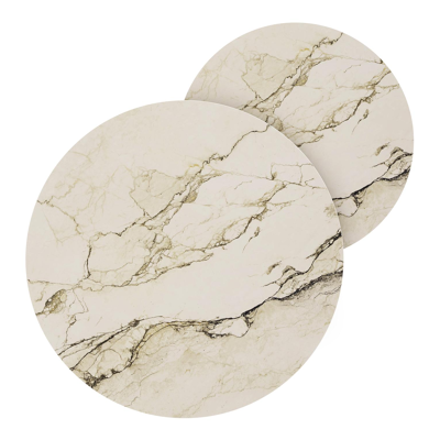 Lacrima loungetafels in wit aluminium en colorado dunes volkeramiek - Dia. 85/65 x H 35/30 cm