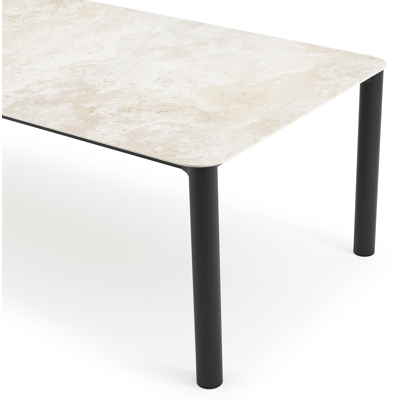 Orso tuintafel afgerond rechthoekig in zwart aluminium en volkeramiek Rapolano L 290 x B 110 cm