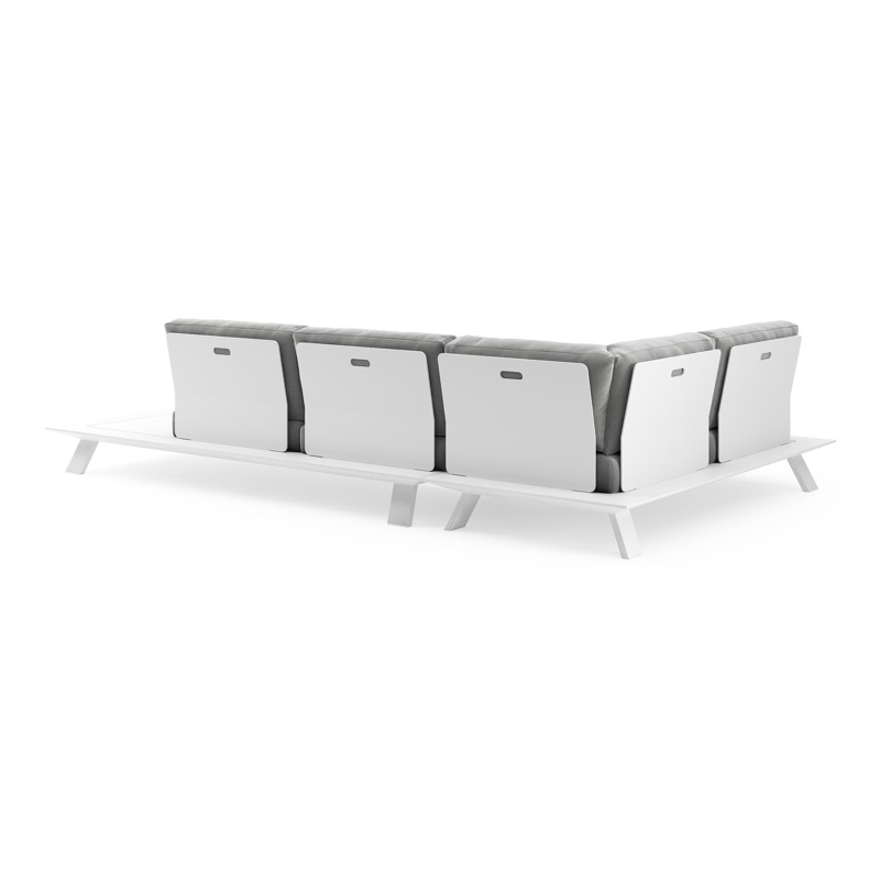 Cesano loungehoek in wit aluminium met savane grey all weather Sunbrella® luxe kussen