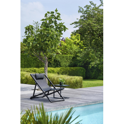 Cabana strandstoel in zwart aluminium met zwart textilene