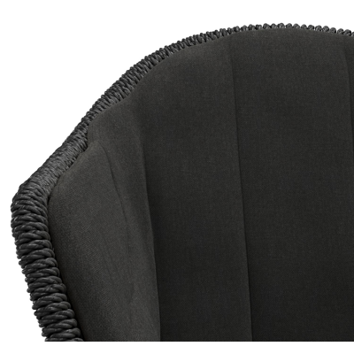 Pagino tuinstoel in teak en zwart ronde wicker met zitkussen in All Weather Sunbrella® Luxe Natte Sooty