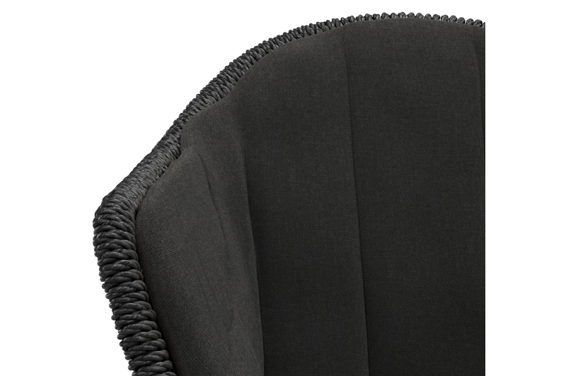 Pagino tuinstoel in teak en zwart ronde wicker met zitkussen in All Weather Sunbrella® Luxe Natte Sooty